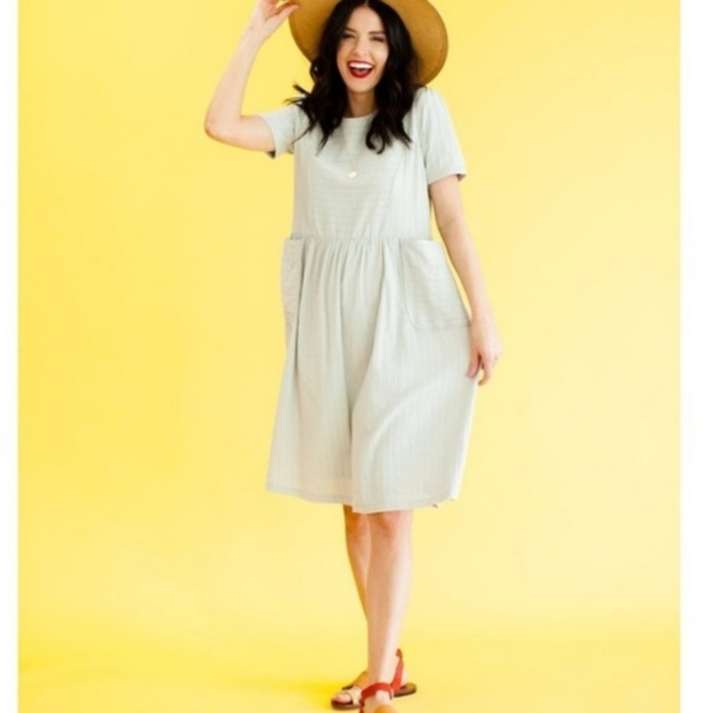 🍄Roolee Mint Textured Stripe Dress